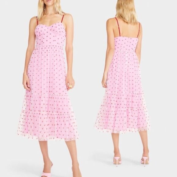 Betsey Johnson Classically Pink Heart Dress Size 4 Valentine's Red Glitter NEW - Picture 2 of 16